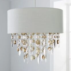 Mila Ivory Jewel Shade Easy Fit Pendant Shade 8 Mila Ivory Jewel Shade Easy Fit Pendant Shade -Dunelm 1000084151 alt01