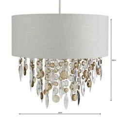 Mila Ivory Jewel Shade Easy Fit Pendant Shade 11 Mila Ivory Jewel Shade Easy Fit Pendant Shade -Dunelm 1000084151 alt04