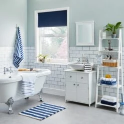 Nautical Bobble Stripe Navy Bath Mat -Dunelm 1000160211 alt02