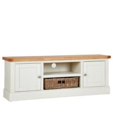 Compton Ivory Wide TV Unit With Baskets For TVs Up To 60" -Dunelm 1000162417 alt04