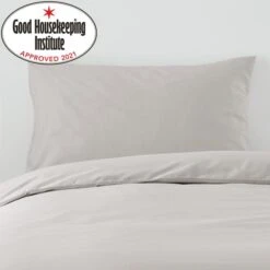 Non Iron Plain Dye Silver Standard Pillowcase Pair