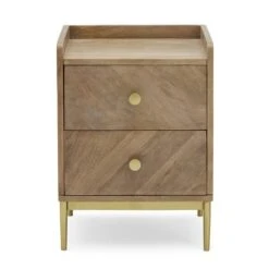 Rumi 2 Drawer Bedside Table, Mango Wood