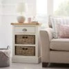 Compton Tall Side Table With Baskets, Ivory -Dunelm 30666561