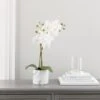 Artificial Cream Orchid In Marble Plant Pot -Dunelm 30672982