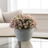 Artificial Pink Flowers In Grey Cement Plant Pot -Dunelm 30672990