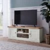 Compton Ivory Wide TV Unit With Baskets For TVs Up To 60" -Dunelm 30685658