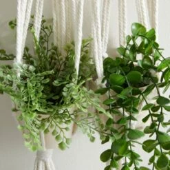 Macrame Double Hanging Ceramic Plant Pot -Dunelm 30732436 alt02