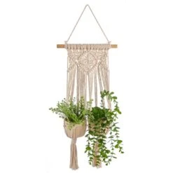 Macrame Double Hanging Ceramic Plant Pot -Dunelm 30732436 alt04