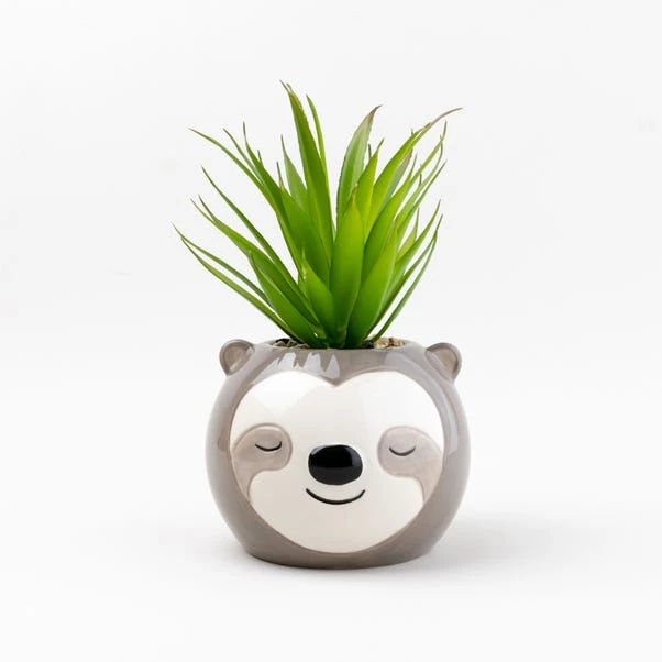 Artificial Succulent In Sloth Plant Pot 3 Artificial Succulent In Sloth Plant Pot