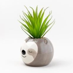 Artificial Succulent In Sloth Plant Pot 9 Artificial Succulent In Sloth Plant Pot -Dunelm 30735964 alt03
