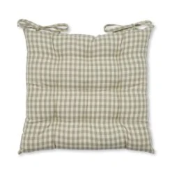 Gingham Check 9 Stitch Sage Seat Pad -Dunelm 30755196 alt03