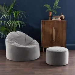 Eliza Velvet Grey Bean Bag Chair -Dunelm 30766404 alt05