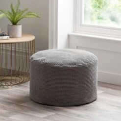 Jenson Charcoal Waffle Pouffe