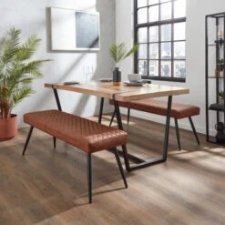 Montreal 2 Seater Dining Bench, Faux Leather, 135cm