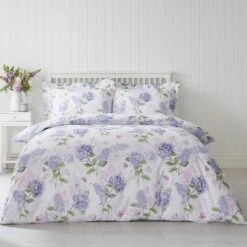 Wild Hydrangea Lilac Oxford Pillowcase 7 Wild Hydrangea Lilac Oxford Pillowcase -Dunelm 30798237 alt02