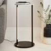 Aiko Side Table With 1 LED Light, Black And Marble Effect 1 Aiko Side Table With 1 LED Light, Black And Marble Effect -Dunelm 30802418