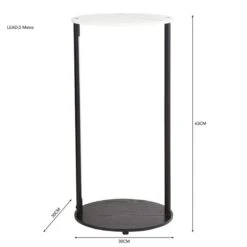 Aiko Side Table With 1 LED Light, Black And Marble Effect -Dunelm 30802418 alt05