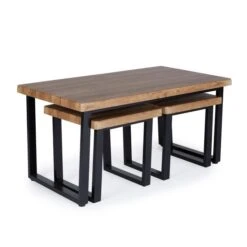 Freddie Nest Coffee Table, Rustic Wood Effect -Dunelm 30809245 alt02