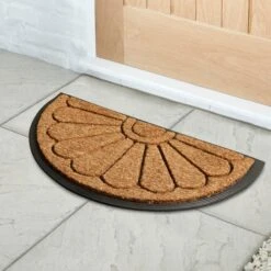 Scroll Half Moon Rubber And Coir Doormat