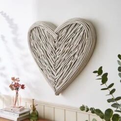 Large Wicker Heart Ornament, Sandstone