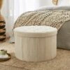 Boucle Large Round Ottoman -Dunelm 30835305