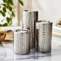 Set Of 3 Dimpled Tealight Holders -Dunelm 30851426 alt01