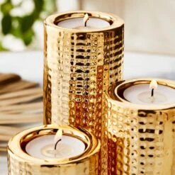 Set Of 3 Dimpled Tealight Holders -Dunelm 30851427 alt02