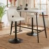 Jonas Adjustable Height Bar Stool, Ivory Boucle -Dunelm 30851446