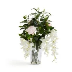 Artificial Peony And Wisteria In Vase 7 Artificial Peony And Wisteria In Vase -Dunelm 30853898 alt02