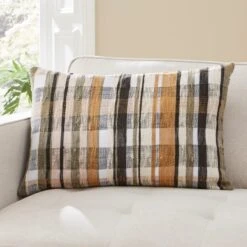 Woven Check Cushion Brown