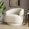 Carmen Curved Ivory Chunky Chenille Swivel Chair -Dunelm 30866457
