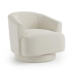 Carmen Curved Ivory Chunky Chenille Swivel Chair 14 Carmen Curved Ivory Chunky Chenille Swivel Chair -Dunelm 30866457 alt04
