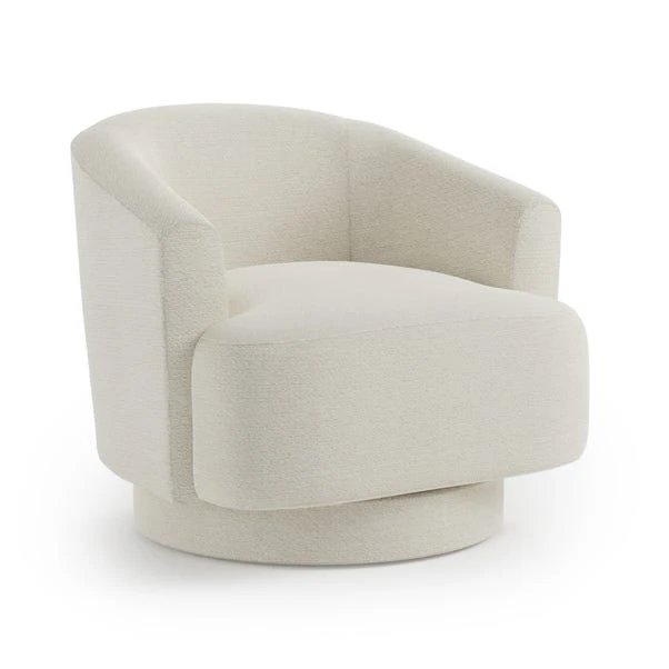 Carmen Curved Ivory Chunky Chenille Swivel Chair 7 Carmen Curved Ivory Chunky Chenille Swivel Chair - Image 5