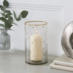 Recycled Glass Hurricane Candle Holder -Dunelm 30866698
