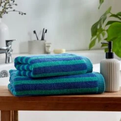 Bold Stripe Cotton Towel -Dunelm 30868024
