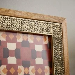 Detailed Gold Metal Wooden Edge Photo Frame -Dunelm 30868079 alt01