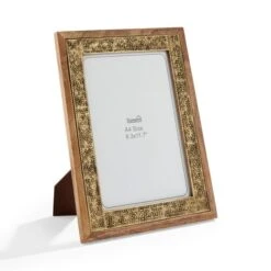 Detailed Gold Metal Wooden Edge Photo Frame -Dunelm 30868082 alt02