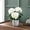 Artificial White Hydrangea In Grey Cement Plant Pot -Dunelm 30869579