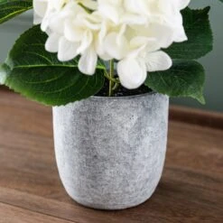 Artificial White Hydrangea In Grey Cement Plant Pot -Dunelm 30869579 alt03