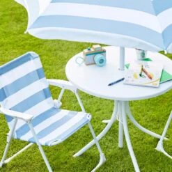 Childrens Blue Striped Patio Set -Dunelm 30870393 alt02