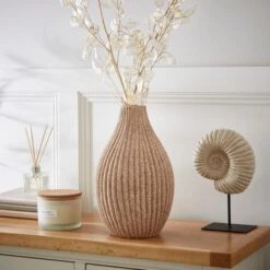 Ribbed Stone Bottle Vase -Dunelm 30873675