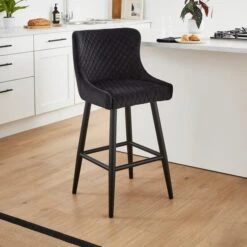 Montreal Counter Height Bar Stool, Velvet -Dunelm 30876142
