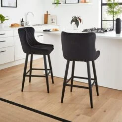 Montreal Counter Height Bar Stool, Velvet -Dunelm 30876142 alt01