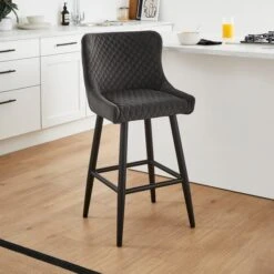 Montreal Counter Height Bar Stool, Velvet -Dunelm 30876143 alt01