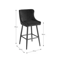 Montreal Counter Height Bar Stool, Velvet -Dunelm 30876144 alt09