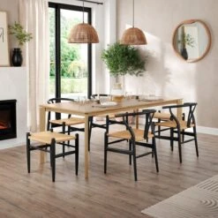 Hudson 6-8 Seater Rectangular Extendable Dining Table, Oak