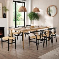 Hudson 6-8 Seater Rectangular Extendable Dining Table, Oak -Dunelm 30888475 alt03