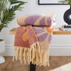 Retro Flower Mohair Throw 130cm X 180cm 17 Retro Flower Mohair Throw 130cm X 180cm -Dunelm 30891365