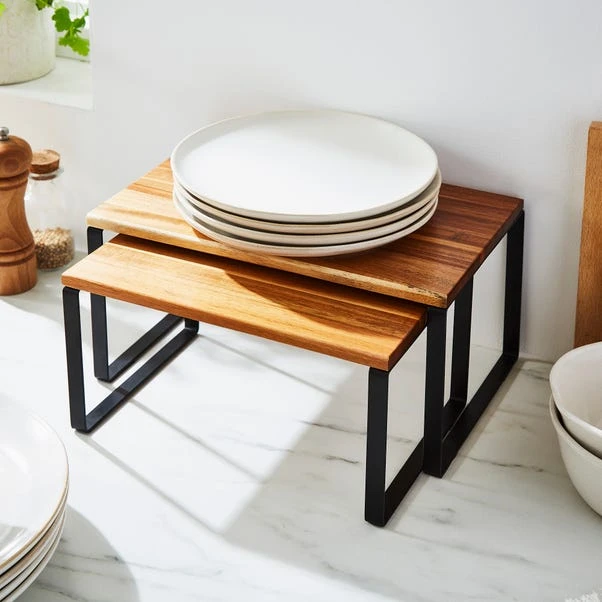 Acacia Black 2 Piece Stackable Storage Rack 4 Acacia Black 2 Piece Stackable Storage Rack - Image 2