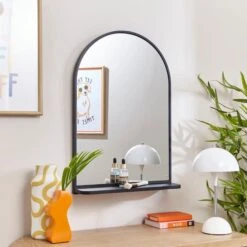 Arched Wall Mirror With Shelf -Dunelm 30893754